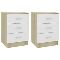  Bedside Cabinets 2 pcs White and Sonoma Oak 38x35x56 cm Engineered Wood