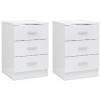  Bedside Cabinets 2 pcs High Gloss White 38x35x56 cm Engineered Wood
