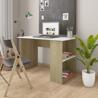  Desk White and Sonoma Oak 110x60x73 cm Engineered Wood