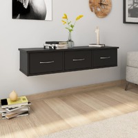  Wall-mounted Drawer Shelf Black 88x26x18.5 cm Engineered Wood