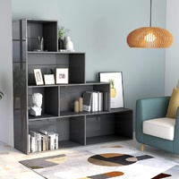  Book Cabinet/Room Divider High Gloss Grey 155x24x160 cm Engineered Wood