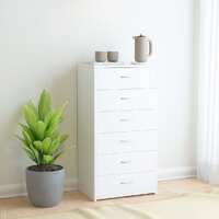 Sideboard with 6 Drawers White 50x34x96 cm Engineered Wood