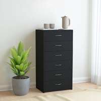  Sideboard with 6 Drawers Black 50x34x96 cm Engineered Wood