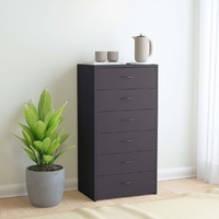  Sideboard with 6 Drawers Grey 50x34x96 cm Engineered Wood