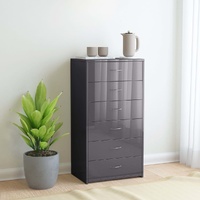  Sideboard with 6 Drawers High Gloss Grey 50x34x96 cm Engineered Wood