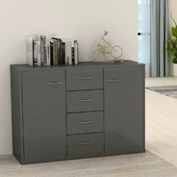  Sideboard High Gloss Grey 88x30x65 cm Engineered Wood