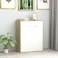  Sideboard White and Sonoma Oak 60x30x75 cm Engineered Wood