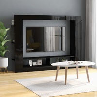  TV Cabinet High Gloss Black 152x22x113 cm Engineered Wood
