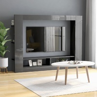  TV Cabinet High Gloss Grey 152x22x113 cm Engineered Wood