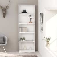  5-Tier Book Cabinet White 60x24x175 cm Engineered Wood