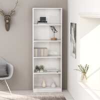  5-Tier Book Cabinet High Gloss White 60x24x175 cm Engineered Wood