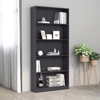  5-Tier Book Cabinet Grey 80x24x175 cm Engineered Wood