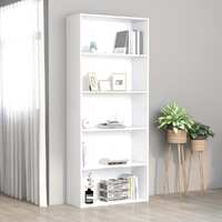  5-Tier Book Cabinet White 80x30x189 cm Engineered Wood