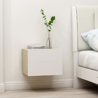  Bedside Cabinet White and Sonoma Oak 40x30x30 cm Engineered Wood