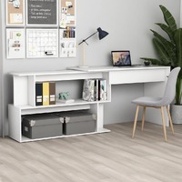  Corner Desk White 200x50x76 cm Engineered Wood