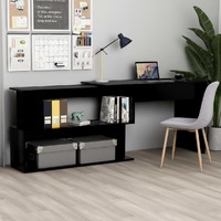  Corner Desk Black 200x50x76 cm Engineered Wood