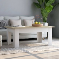  Coffee Table White and Sonoma Oak 100x60x42 cm Engineered Wood