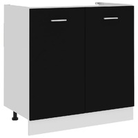  Sink Bottom Cabinet Black 80x46x81.5 cm Engineered Wood