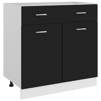  Drawer Bottom Cabinet Black 80x46x81.5 cm Engineered Wood