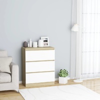  Sideboard White and Sonoma Oak 60x35x76 cm Engineered Wood