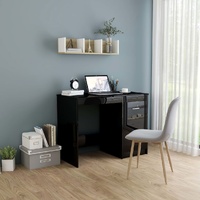  Desk High Gloss Black 100x50x76 cm Engineered Wood