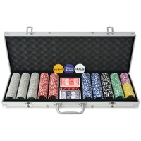  Poker Set with 500 Laser Chips Aluminium