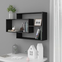  Wall Shelves High Gloss Black 104x20x58.5 cm Engineered Wood