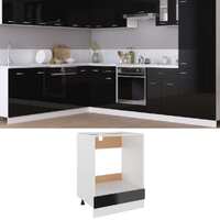  Oven Cabinet High Gloss Black 60x46x81.5 cm Engineered Wood