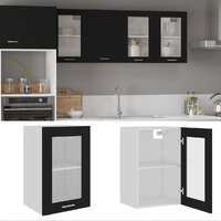  Hanging Glass Cabinet Black 40x31x60 cm Engineered Wood