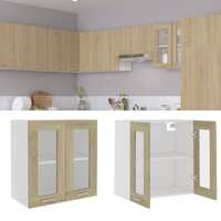  Hanging Glass Cabinet Sonoma Oak  60x31x60 cm Engineered Wood