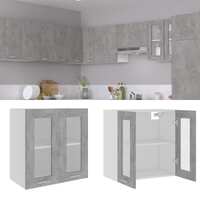  Hanging Glass Cabinet Concrete Grey  60x31x60 cm Engineered Wood