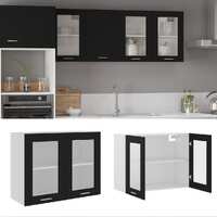  Hanging Glass Cabinet Black 80x31x60 cm Engineered Wood