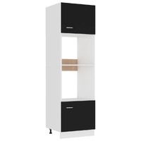  Microwave Cabinet Black 60x57x207 cm Engineered Wood