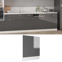 Dishwasher Panel High Gloss Grey 59.5x3x67 cm Engineered Wood
