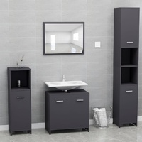  Bathroom Furniture Set Grey Engineered Wood