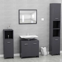  Bathroom Furniture Set High Gloss Grey Engineered Wood