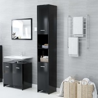  Bathroom Cabinet Black 30x30x183.5 cm Engineered Wood