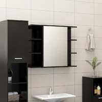  Bathroom Mirror Cabinet Black 80x20.5x64 cm Engineered Wood