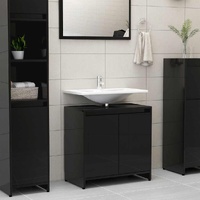  Bathroom Cabinet High Gloss Black 60x33x61 cm Engineered Wood