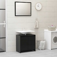  Bathroom Furniture Set High Gloss Black Engineered Wood