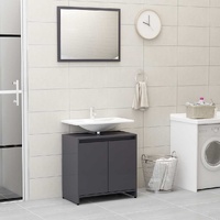  Bathroom Furniture Set High Gloss Grey Engineered Wood