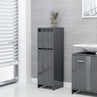  Bathroom Cabinet High Gloss Grey 30x30x95 cm Engineered Wood
