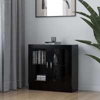  Vitrine Cabinet Black 82.5x30.5x80 cm Engineered Wood