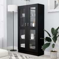  Vitrine Cabinet Black 82.5x30.5x150 cm Engineered Wood