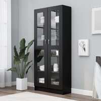  Vitrine Cabinet Black 82.5x30.5x185.5 cm Engineered Wood