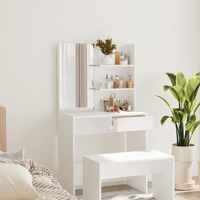 Dressing Table with Mirror White 74.5x40x141 cm