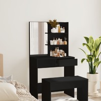  Dressing Table with Mirror Black 74.5x40x141 cm