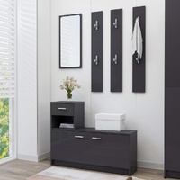  Hallway Unit High Gloss Grey 100x25x76.5 cm Engineered Wood