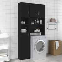  Bathroom Cabinet Black 32x25.5x190 cm Engineered Wood