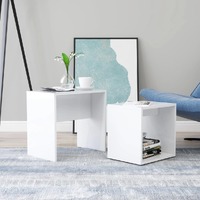  Coffee Table Set High Gloss White 48x30x45 cm Engineered Wood
